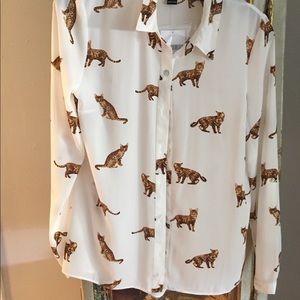 Blouse from Forever 21.  White with cats!